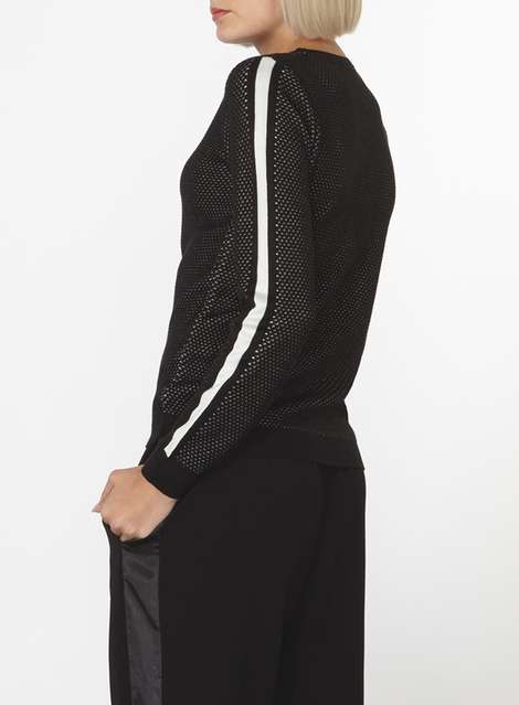 Black Tipped Mesh Knitted Jumper